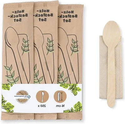 Image de Set de couverts en bois 16 cm, biodégradables,