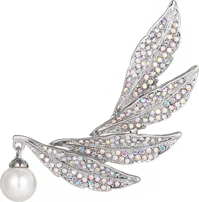 Produktbild von Große Feder Brosche - hochwertiges Strass
