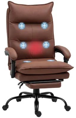 Produktbild von Bš¹rostuhl mit Massage- und Heizfunktion, h?henverstellbar, mit verstellbarer Rš¹ckenlehne, 66 x 74 x 121,5 cm, braun