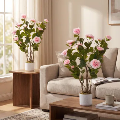Produktbild von GarveeHome 2Er Set Künstlicher Kamelienbaum (75/85/90/110/120 cm), Künstliche Ka
