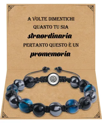 Produktbild von Herrenarmband aus 10mm schwarzer und gelber Hämatit- und Tigerauge Natursteinperlen, elastisch, für Männer