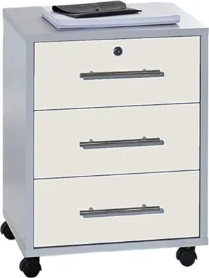 Produktbild von Rollcontainer TABOR in lichtgrau / weiß matt, 1 Schubkasten abschließbar, (BxHxT) 44,1x57,6x40 cm