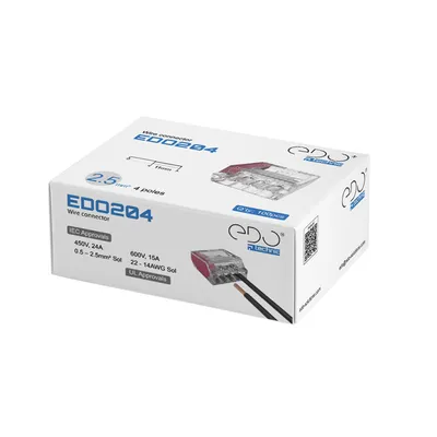 Zdjęcie produktu dla 100x szybkozłączy do przewodów sztywnych 4x0,5-2,5 mm² EDO204 EDO Technic