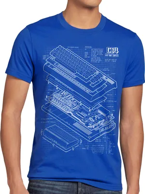 Produktbild von style3 C64 Heimcomputer Blaupause Herren T-Shirt classic gamer
