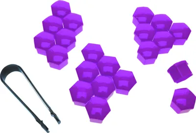 Obrázok produktu pre 17 mm fialové kryty skrutiek ráfika, sťahovák, 20 kusov