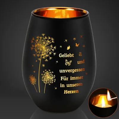 Trauerlicht Gedenklicht Kerzenhalter Keramik schwarz 1 St.