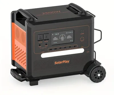 Productafbeelding van Draagbare powerstation met 2500W vermogen, 2304Wh accucapaciteit en inklapbare transportwagen