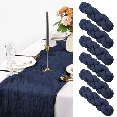 Zdjęcie produktu dla Solidchoice - Zestaw 6 sztuk obrusów z gazy, kolor granatowy - 35 x 120 cm