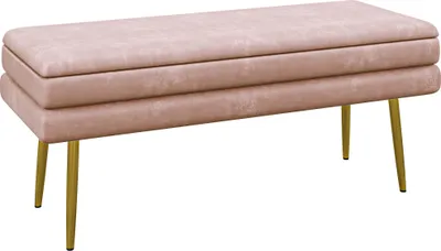 Produktbild von Sitzbank Polsterbank, mit Stauraum, Stahl, 100 x 37,5 x 42 cm, Rosa