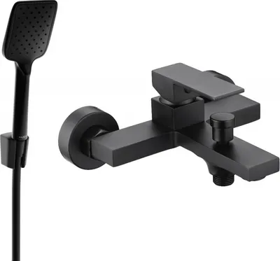 Produktbild von Mexen Uno R62 Wannenbatterie mit Brausegarnitur, Schwarz - 7143R62-70