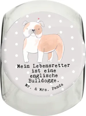 Produktbild von Mr. & Mrs. Panda Bonbonglas Englische Bulldogge Lebensretter XL 2000ml - Grau Pastell - Geschenk, aufbewahrungsglas, Aufbewahrungsdose, Vorratsglas, Keksdose, Dose