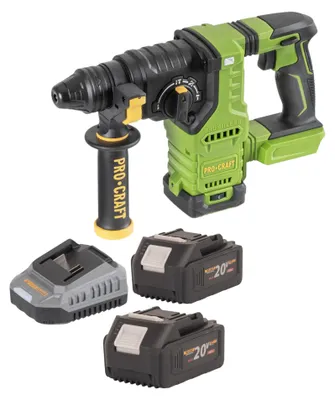 Produktbild von Procraft PHA30bb Akku Bohrhammer 20 V 2,8 J SDS plus Brushless + 2x Akku 4,0 Ah + Ladegerät