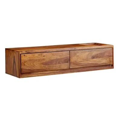 Produktbild von Lowboard Hängend Sheesham Massivholz 108x25x34 cm TV-Schrank Braun, Design Fernsehtisch mit Stauraum, Fernsehschrank Wand Modern, TV-Kommode Fernsehkommode zum Aufhängen