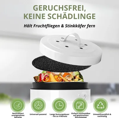 Produktbild von 12x Aktivkohlefilter für Küchenkomposter – Ø 16 cm, rund, geruchsneutralisierend