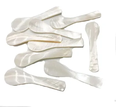 Perlmuttlöffel 10er-Set, handgefertigt, 7 cm, für Kaviar und Desserts