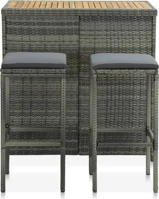 Produktbild von vidaXL 3-tlg. Bar Set Poly Rattan Grau
