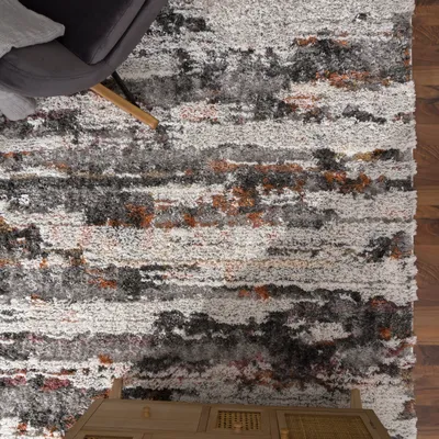 Produktbild von Hochflor Teppich Wohnzimmer Esszimmer Shaggy Vintage Abstraktes Muster Grösse 160x220 cm
