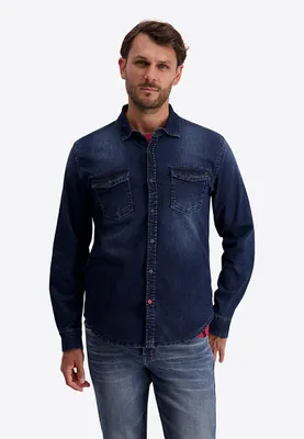Produktbild von Timezone Modisches Langarmhemd Knopfverschluss Kentkragen Denim Größe: XL (43/44)
