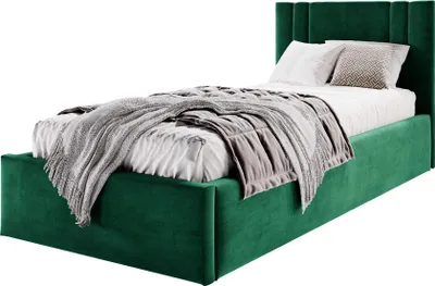 Produktbild von Moebelpaket Bett 120x200 cm , Bett Azurro SO8, Polsterbett mit Stauraum, Modern Einzelbett mit Einem Metallrahmen Dunkelgrün