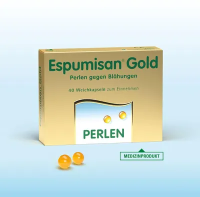 Produktbild von Espumisan Gold Perlen gegen Blähungen, 40 St. Kapseln