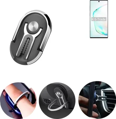 Produktbild von K-S-Trade 3in1 Smartphone-Ring Handy-Ring kompatibel mit Samsung Galaxy Note10+ Exynos Fingerhalterung  Handyring Tischständer