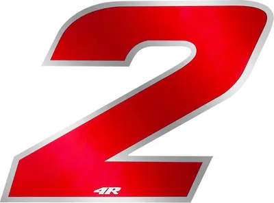 Image de Autocollant numéro de course pour moto "2" rouge 65 x 85 mm