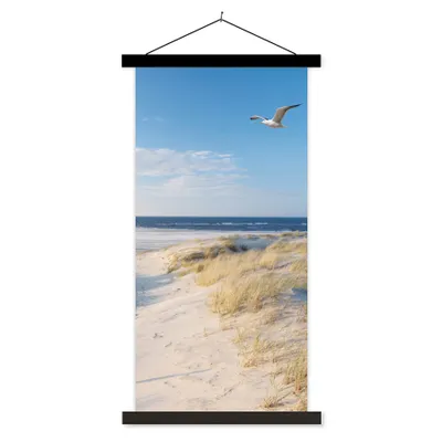 Produktbild von MuchoWow® Textilposter Düne - Möwe - Strand - Meer - Sonne 40x80 cm mit schwarzem Rahmen - Wandemalerei