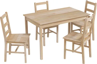 Produktbild von 5-teilige Essgruppe Esstisch mit Stühlen Sitzgruppe, Massivholz, 118 cm x 73 cm x 75 cm, Natur