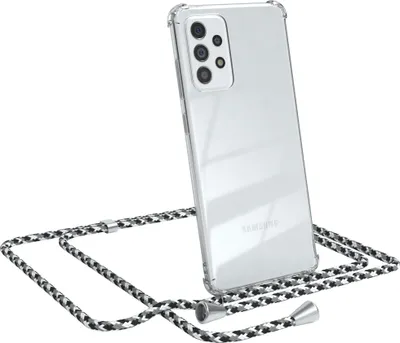 Produktbild von EAZY CASE Handykette kompatibel mit Samsung Galaxy A72 / A72 5G, Handyhülle mit Umhängeband, Handykordel, Schutzhülle Clear, Band in Schwarz