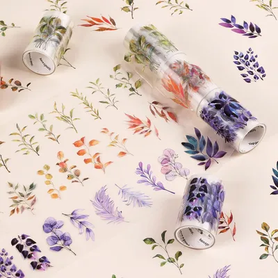 Immagine prodotto di Adesivi trasparenti, fogli pretagliati, 3 rotoli di adesivi decorativi, adesivi a tema piante per bullet journal, album di ritagli, pianificazione