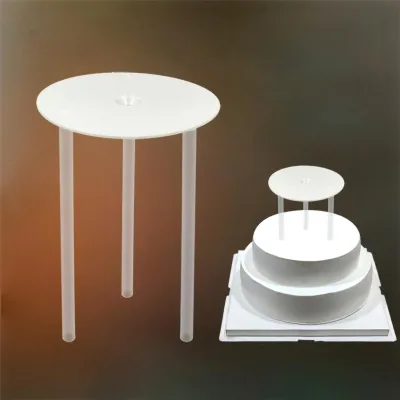 Immagine prodotto di Support per torta a due livelli, realizzato in plastica PP adatta al contatto alimentare, con base di supporto, accessorio per la preparazione di dolci fai-da-te, 12 cm