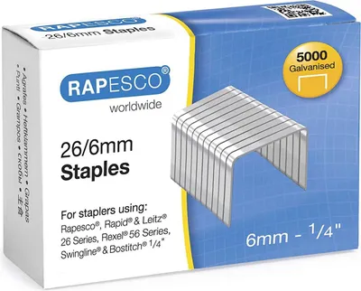 Zdjęcie produktu dla RAPESCO S11662Z3 RAPESCO Heftklammern 26/6, verzinkt, 5.000 Stück
