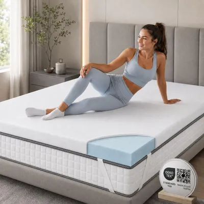 Produktbild von Arensberger Matratzen Topper ESSENCE, 90x200cm, Gelschaum Matratzentopper, waschbarer Bezug, geeignet für Federkern & Schaumstoff Matratzen, Höhe 5cm