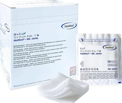 Produktbild von Kompressen Sterile 10x10cm 50 Stück Wundkompressen STERIL 8 Lagen Wundauflage Verbandsmaterial Mullkompressen