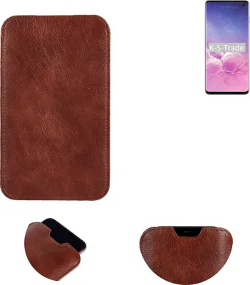 Produktbild von K-S-Trade Schutzhülle Handyhülle kompatibel mit Samsung Galaxy S10 Exynos Handytasche Kunstleder Sleeve in braun