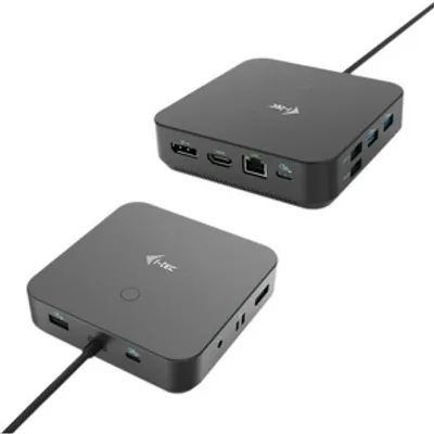 Produktbild von i-tec USB-C HDMI Dual DP Docking Station with Power Delivery 100 W + Universal Charger 100 W, Kabelgebunden, USB 3.2 Gen 1 (3.1 Gen 1) Type-C, 100 W, 10,100,1000 Mbit/s, Schwarz, 10 Gbit/s