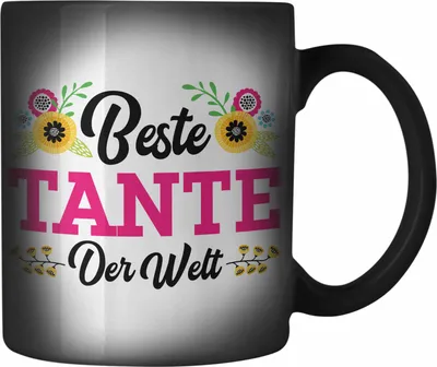 Produktbild von Trendation - Beste Tante der Welt Geschenk Farbwechsel Zauber-Tasse Spruch für Tante Weihnachten Lieblings Verrückte Tante Coole Geschenkidee (Schwarz)
