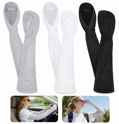 Produktbild von UV Schutz Handschuhe 3 Paar, kühlende Sonnenschutz Handschuhe mit Fingerspitzenfrei Design, atmungsaktive Fahrradhandschuhe für Autofahren, Garten und Outdoor