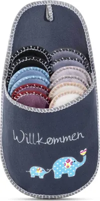 Produktbild von ONVAYA® ABS Gästepantoffel "Elephant" 6er Set | Gästeschlappen | Hausschuhe | Hüttenschuh | Hausschlappen | Filzschuhe | Gästehausschuh | antirutsch Sohle