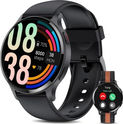 Produktbild von Herren-Smartwatch mit Bluetooth-Anrufen für ,1,5-Zoll-Fitness-Armbanduhren, Herzfrequenzmesser, Musiksteuerung, Schrittzähler Kalorien Android iOS