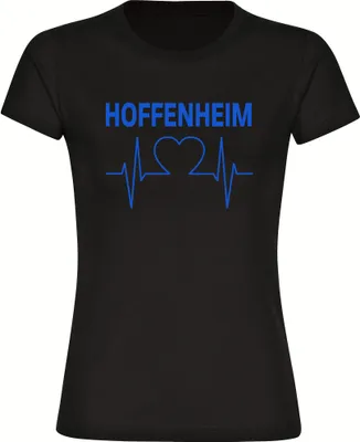 Produktbild von multifanshop Damen T-Shirt - Hoffenheim - Herzschlag, schwarz, Größe L
