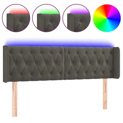 Produktbild von LED Kopfteil Dunkelgrau 163x16x78/88 cm Samt