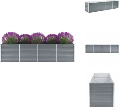 Obrázok produktu pre vidaXL Zvýšený záhradný záhon z pozinkovanej ocele 320x80x77 cm Sivá - Kvetináče a sadenice