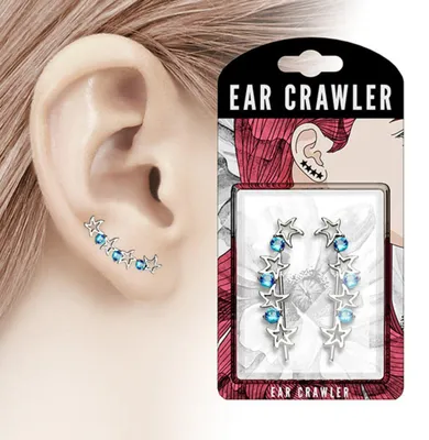 Produktbild von Ear Cuffs Ohrklemmen Ohrringe „Sterne“ Blau