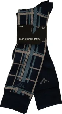 Immagine prodotto di Calza lunga uomo EMPORIO ARMANI 2 paia di calze calzini alte cotone articolo 302301 4F274, OS-SIZE-S/L-MEX CH/G-EU 39/46-UK 5/12-USA 6.5/13.5, Cotone 78%,Poliammide 21%,Spandex 1%