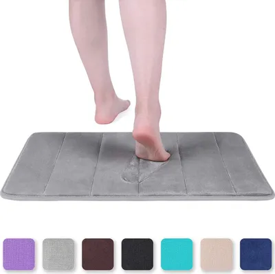 Produktbild von Memory Foam Badezimmer Badeteppiche Saugfähige Rutschfester Badvorleger Waschbar Badematte - 40 x 60 cm, Grau