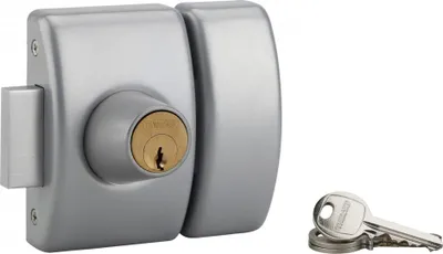 Image de Verrou double entrée Design 5 pour porte d'entrée, cylindre 45mm, acier, 3 clés, argent - THIRARD