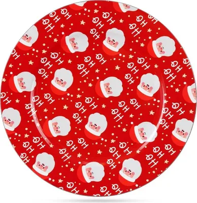 Immagine prodotto di Tovaglietta natalizia rotonda rossa 33 cm con motivo Babbo Natale