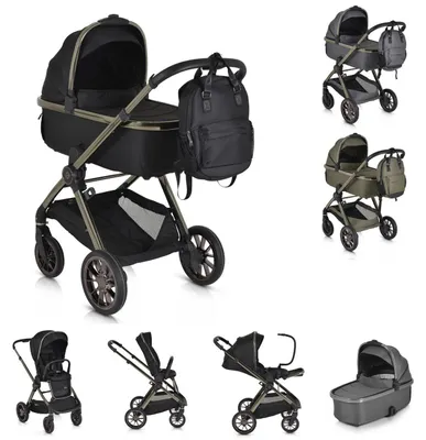 Produktbild von Cangaroo Kinderwagen Kombikinderwagen iClick Schwarz 2-in-1 Inkl. Adapter 110918
