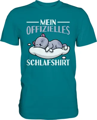 Produktbild von Offizielles Schlafshirt Nachthemd Schlafanzug Pyjama Schlafen Katze T-Shirt – Diva Blue / S